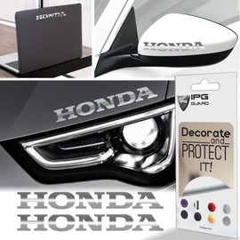 IPG Compatible with Honda Logo Letter 6" Vinyl Decal Sticker (2 Units) Carbon Fiber Cover Wrap Skin Do it Yourself Stickers Set Personalize Your Vehicle (Silver Chrome)