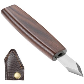 QWORK Woodworking Scribing Cutter with Leather Sheath, Wood Scribe Tool for Carving, Precision Double Beveled Woodworking Chisel