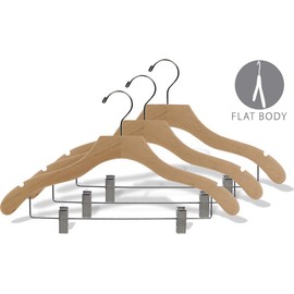 The Great American Hanger Company Wooden Combo Natural Finish Hanger with Clips and Notches (Box of 50)