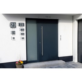 Graviers Design House Number Sign with Engraving, Made of V2A Stainless Steel, 160 x 110 mm, Anthracite RAL 7016, Weatherproof, Rustproof, Individually Adjustable according to Your Own Number, Made in