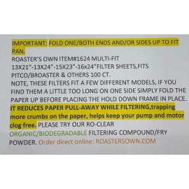 ROASTER'S OWN FITS BROASTER * MODEL 1800 818 REPLACEMENT FILTER PAPER 16"X24" MULTI-FIT 100ct.