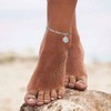 White Gold Plated Flat Figro Chain Link Ankle Bracelets for