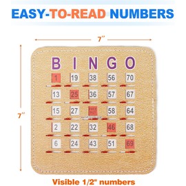 GSE Bingo Game Cards, 10-Pack Reusable Shutter Bingo Cards | 5-Ply Stitched Finger-Tip Bingo Cards with Quick-Clear Sliding Windows, for Adults Groups, Parties and Family Game Nights