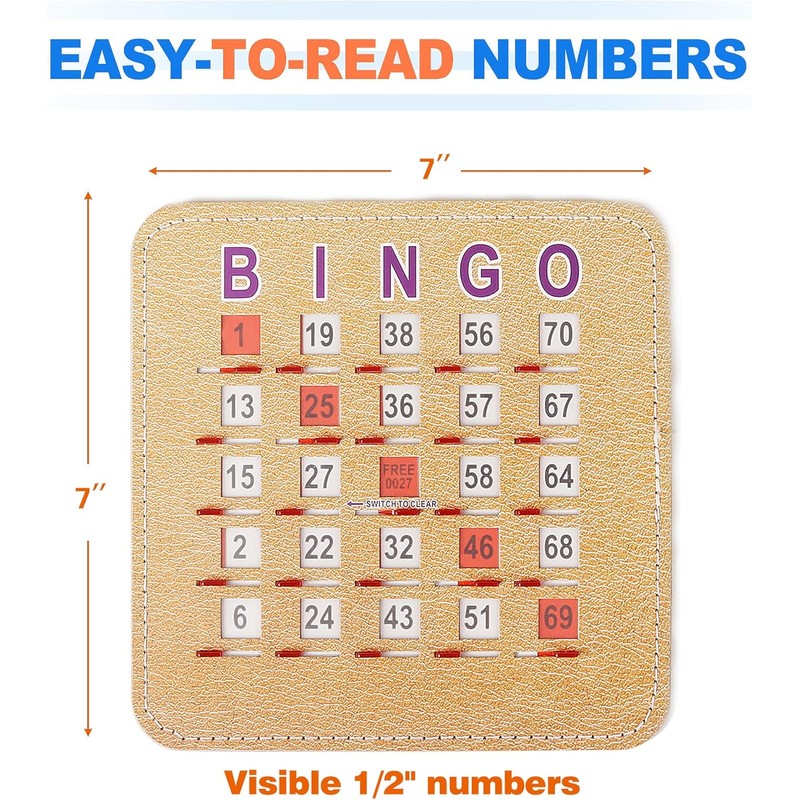 GSE Bingo Game Cards, 10-Pack Reusable Shutter Bingo Cards |