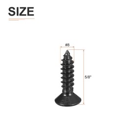 DTGN 50Pcs #8x5/8" Flat Head Wood Screws, 304 Stainless Steel Phillips Self Tapping Screws - Good for Woodworking, Furniture - Black