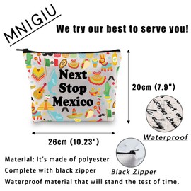 MNIGIU Mexico Symbols Souvenir Cosmetic Bag Mexico Vacation Gift Mexico Trip Makeup Bag Mexico Lover Gift North America Travel Gift, Mexico