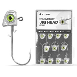OJY&DOIIIY Swimbait Jig Heads with Chartreuse Fish Eye, 3/8oz Jigheads for Freshwater&Saltwater Fishing 15-Pack