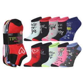 Tipi Toe Womens 10 Pack Colorful Patterned Playful Palette Ankle/Low Cut Socks, PS284-10