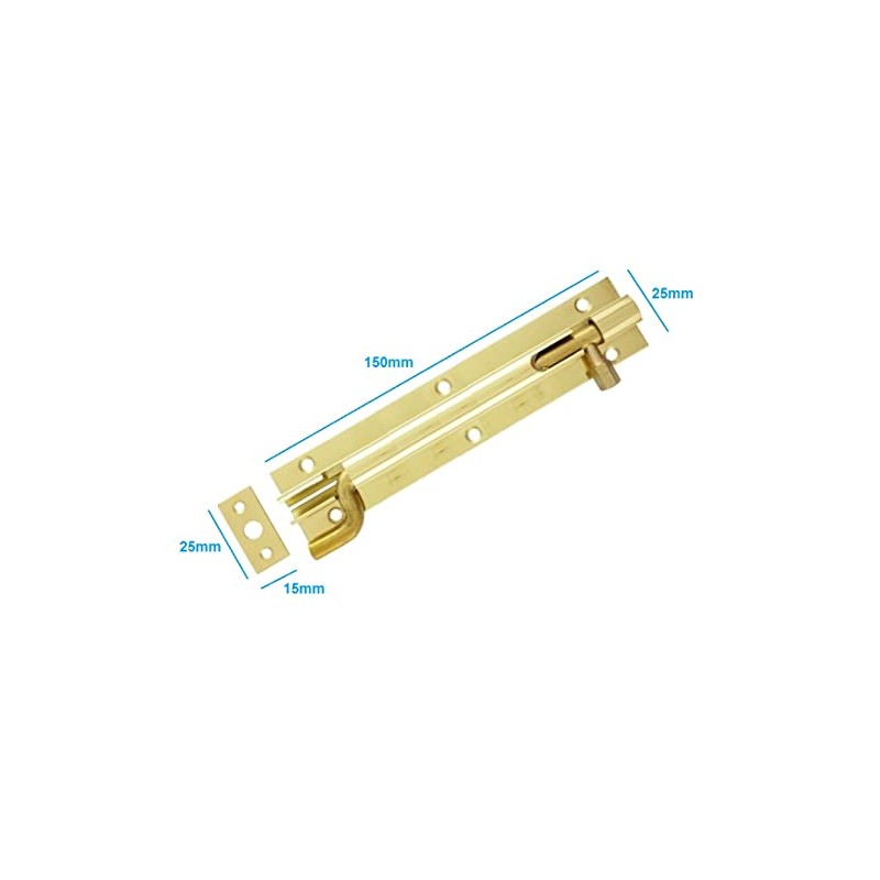 TERF Door Bolt Polished Brass Barrel Slide Lock Necked Door