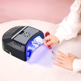 UV Led Nail Lamp Cordless, 72W UV Lights for Gel Nails with Fan and LCD Digital Timer, Rechargeable Nail Dryer with Portable Handle Perfect for Salon Home Nail Art(Black)
