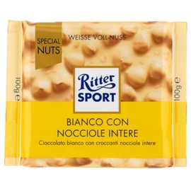 Ritter Sport: White Chocolate with Whole Hazelnuts, 3.5-Ounce/100g Bars, pack of 4