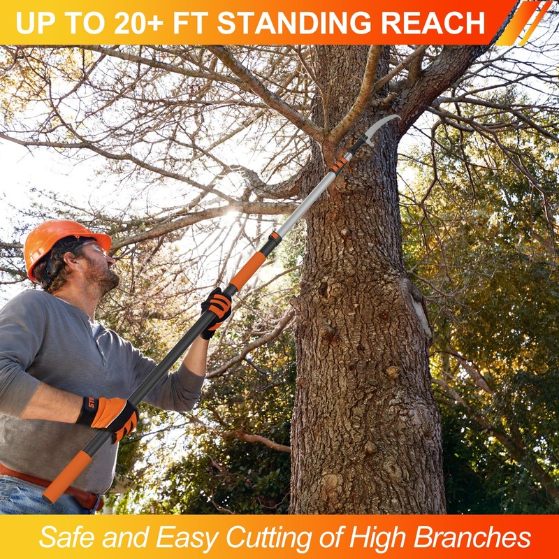 LAANPOLE 26FT Pole Saw, Telescoping Tree Trimmer with 5-20FT Extension