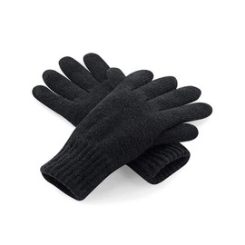 ASD Accessories Mens Knitted Touch Screen Gloves Thinsulate Lined Full Finger Thermal Winter Wooly Work (Black)