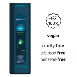 ABOVE Fresh 3 In 1 Shampoo Moisture, 11 oz - Moisturizing Shampoo for Men - Micellar Cleanse - Suitable for Dry, Brittle, Damaged Hair - Vegan