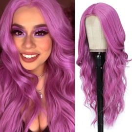 Purple Wig, Long Wavy Wigs for Women, Natural Looking, Tangle-Free, Comfortable Fit, Premium Fiber, Perfect for Daily Wear and Special Occasions