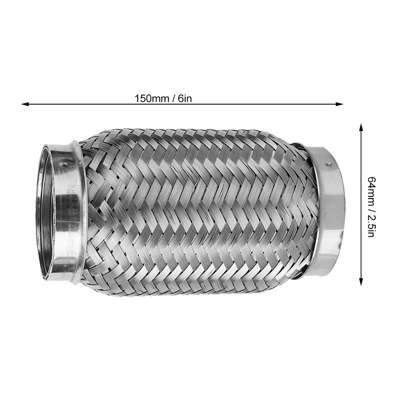 Stainless Steel Flexible Exhaust Stub Internal Corrugated Pipe 2.5in x