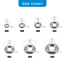 Yuhtech 296-Piece Washers Countersunk Washers Set, M4-M16 Stainless Steel Washers Countersunk Screw Washer with a Plastic Case