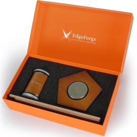 EdgeForge™ Rolling Knife Sharpener 5 angles Knife Sharpening Kit with Leather Strop and Two Extra Diamond & Stainless Steel Disc Rolling Knife Sharpener Kit Offers (12,15,17,19,22°) for Straight Edge