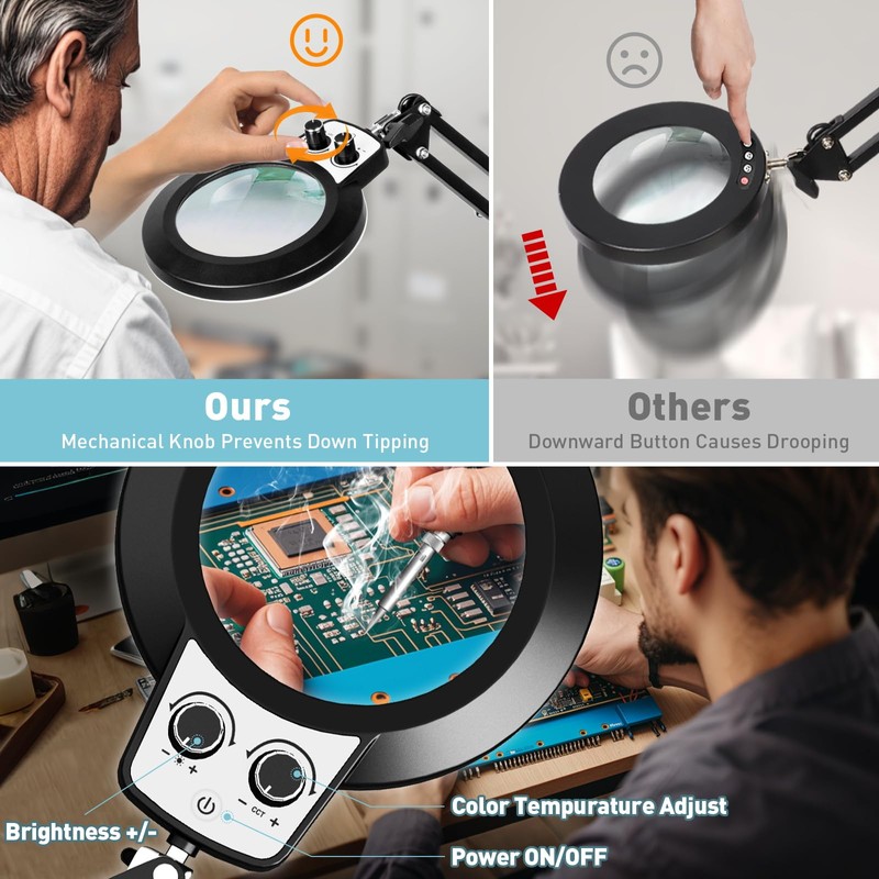 KUVRS Helping Hands Soldering Station, 10X Magnifying Glass with Light