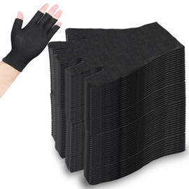 24 Pairs Women Cotton Fingerless Gloves - White Cotton Half Finger Summer Thin Glove Lines Touchscreen Working Driving