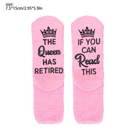 Retirement Gifts for Women, Socks Retirement Gifts Fluffy Pink Socks Funny Retirement Socks Funny Retirement Gifts Retirement Gift Ideas for Women (UK, Alpha, One Size, Regular, Regular, queen)