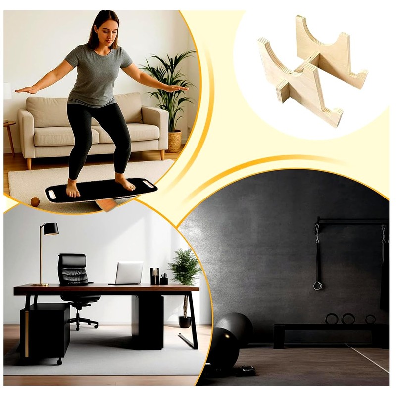Toibena Balance Board Wooden &8 modes Trainer with Cork Roller