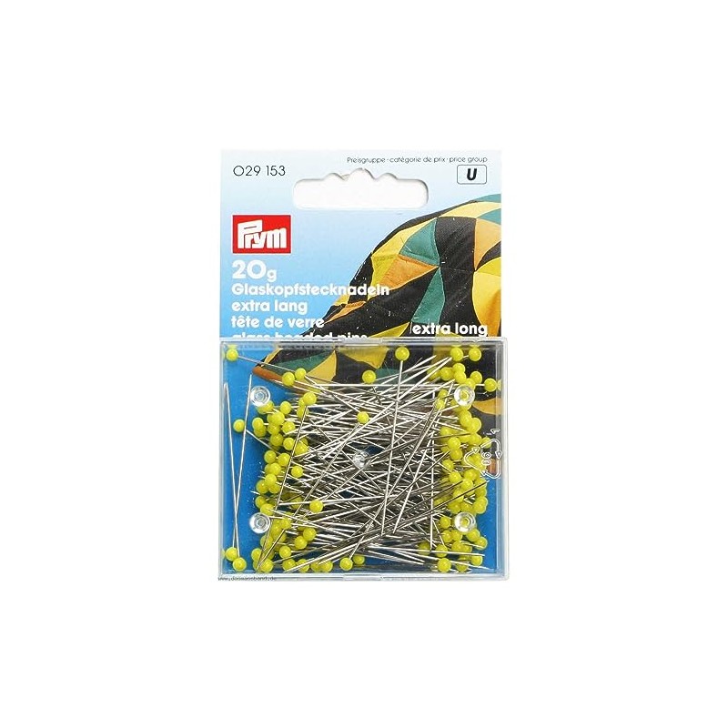 Prym 0.60 x 43mm Extra Long Glass Headed Pins 43mm