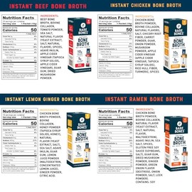 Bare Bones Bone Broth Powder Packets Variety Pack | 5 g Collagen | 10 g Protein | Keto & Paleo Friendly | No Artificial Flavors | Non-GMO, Gluten-Free