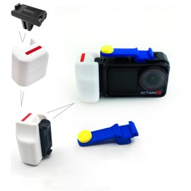 Side Handle Shutter Assistant Magnetic Quick Release Adapter for Osmo Action 5pro 4, 3 Camera Accessories 3D Printed Street Photography Fashion Colors Portable Vlog Handle Grip (White-Blue)