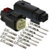 olex 6 Pin Wire Connector, Harley BLACK Waterproof, Sealed Kit,