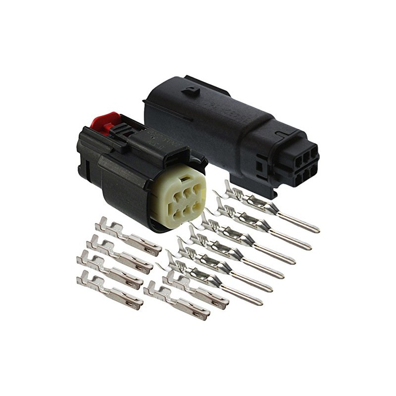 olex 6 Pin Wire Connector, Harley BLACK Waterproof, Sealed Kit,