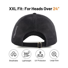 Zylioo XXL Vintage Trucker Cap Baseball Cap for Large Head, Mesh Running Caps Cap Size 60-65 cm, Summer UV Protection Sports Caps, black, Unit size