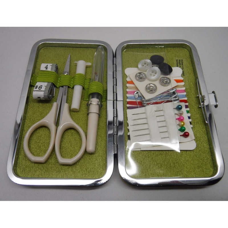 Kleiber Pocket Sized Hard Case Travel Sewing Kit including Scissors/Thread/Spare