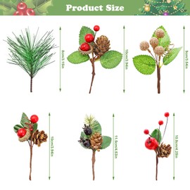 Aleker 21 Pcs Christmas Wreath Making Supplies,Christmas Wreath Decorations,Artificial Pine Cones,Green Pine Branches, Holly Leaves and Berries for Craft,Wreath Making Kit for Christmas Door and Tree