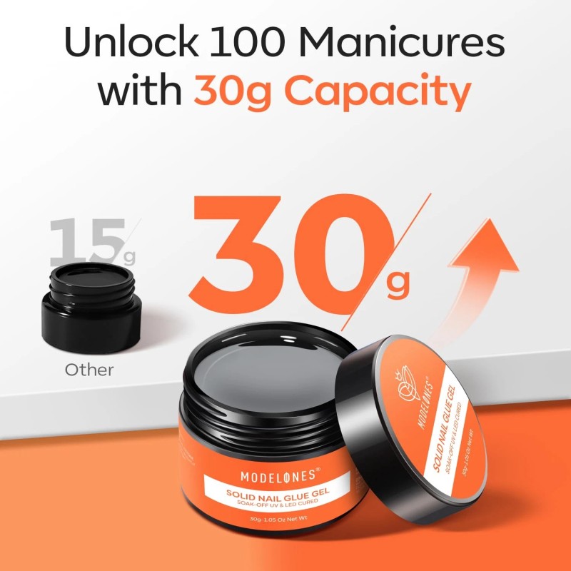 modelones Solid Nail Glue Gel for Acrylic Nails Tips, 30g