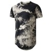 Mens Hip Hop Tie-Dyed Hipster Curve Hem T Shirt(1803ZR Black