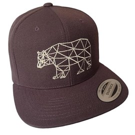 Baddery Cap Flexfit Snapback: Polygon Bear - Hat for Hunters - Forest Nature Bear Hunting Brown Bear Polar Bear Grizzly Bear - Cap Men & Women, brown, Unit size
