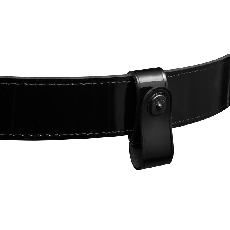Handcuff Strap Black Leather High Gloss with Black Safety Snap