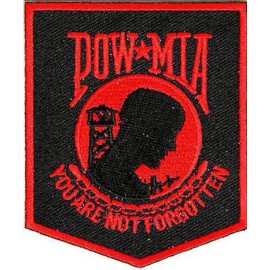 POW / MIA Red & Black Military Veteran Embroidered Small Patch Motorcycle Biker
