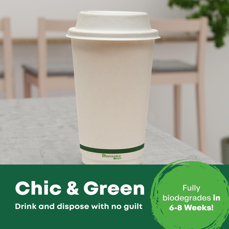 DISPOSABLE GREEN - NEXTGEN Coffee Cups Lid, Double Wall Disposable