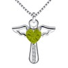 Ckysee Silver Plated Angel Birthstone Necklace,Cubic Zirconia Cross Necklace for