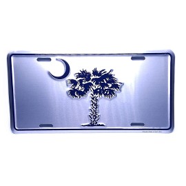 DIGIART INTERNATIONAL SOUTH CAROLINA STATE FLAG PALMETTO TREE 3D EMBOSSED METAL NOVELTY LICENSE PLATE