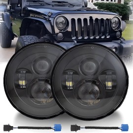 Unbranded Pair 7" inch Round LED Headlight High Low Beam DOT For Jeep Wrangler TJ JK CJ LJ