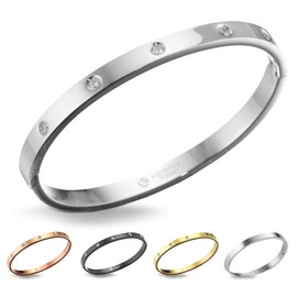 inSCINTILLE Women's Stainless Steel Gold / Silver / Black Rigid Bracelet Height 4/6/8 mm in Gift Box, Stainless Steel