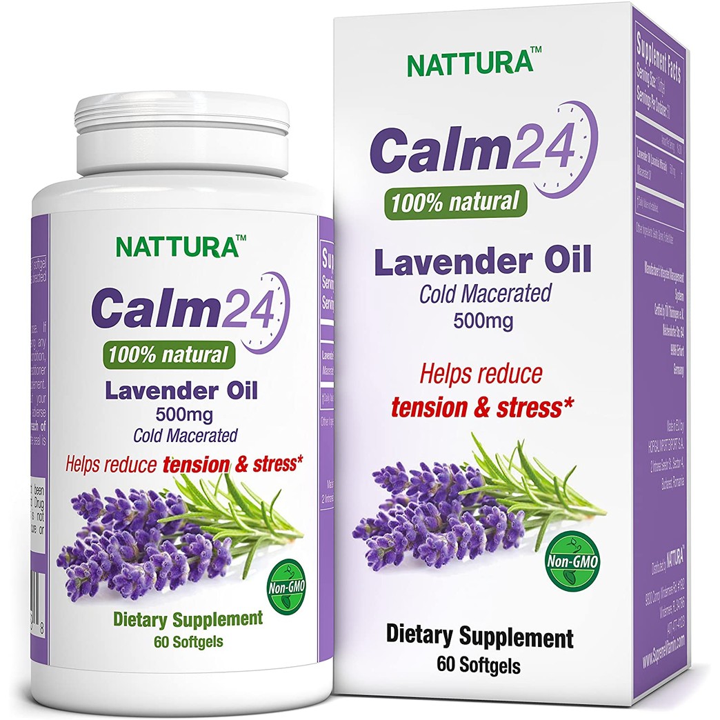 Calm Aid Lavender Oil Pills - 500mg -60 Softgels - 100% Natural, Helps Reduce Tension & Stress, Calming for Body & Mind, Sleep Aid, Anxiety Relief, Cold Macerated, Non-GMO, Certified Kosher