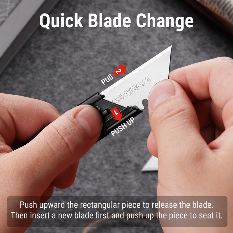 WORKPRO Folding Utility Knife with 10 Extra SK5 Blades, EDC