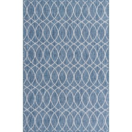 Unique Loom Outdoor Trellis Collection Area Rug - Gitter (5' 3" x 8' Rectangle, Blue/ Ivory)
