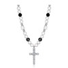 VUENISIMAA Cross Pearl Necklace for Men Stainless Steel Necklace 10mm