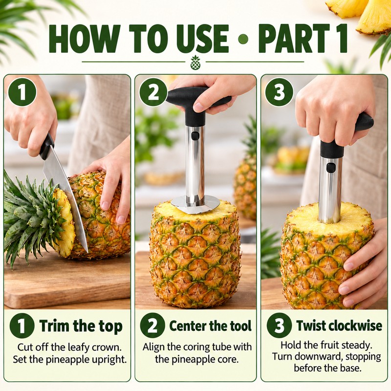 1PCS Stainless Steel Pineapple Slicer Peeler - Kitchen Fruit Tools
