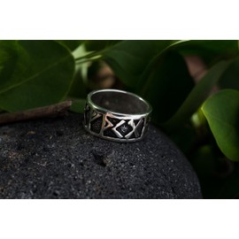 Windalf Viking Silver Ring FUTHARK 9 mm Runes Partner Ring Viking Jewellery Silver Ring Band Ring 925 Sterling Silver, Jewellery pouch